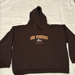 Brown Hooded Sweatshirt from San Francisco, Size Large, with front pocket
